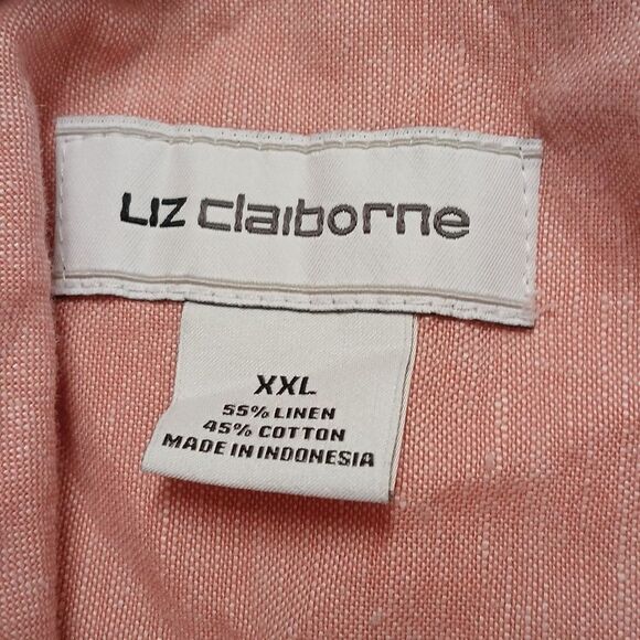 Liz Claiborne light salmon linen blend button down shirt Sz XXL NWOT - Picture 7 of 7